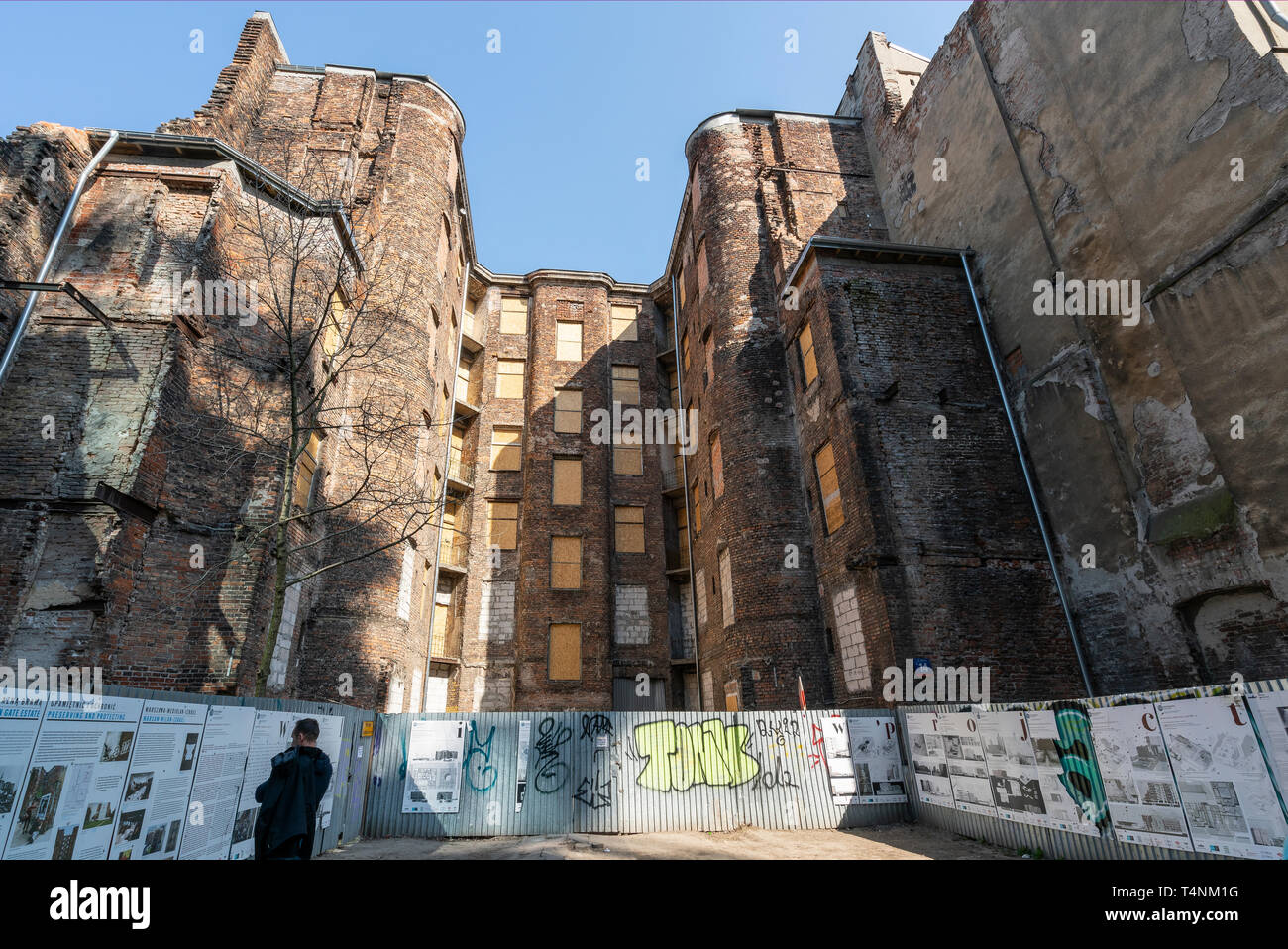Warschau, Polen. April 2019. Ein Blick auf die Warschauer Ghetto Ruinen Stockfoto