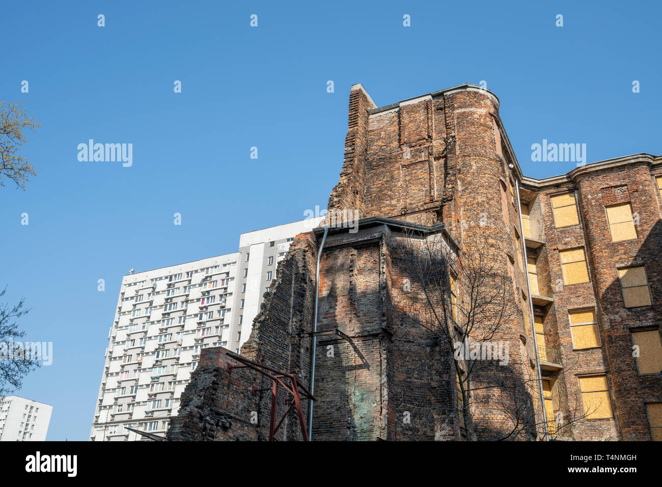 Warschau, Polen. April 2019. Ein Blick auf die Warschauer Ghetto Ruinen Stockfoto