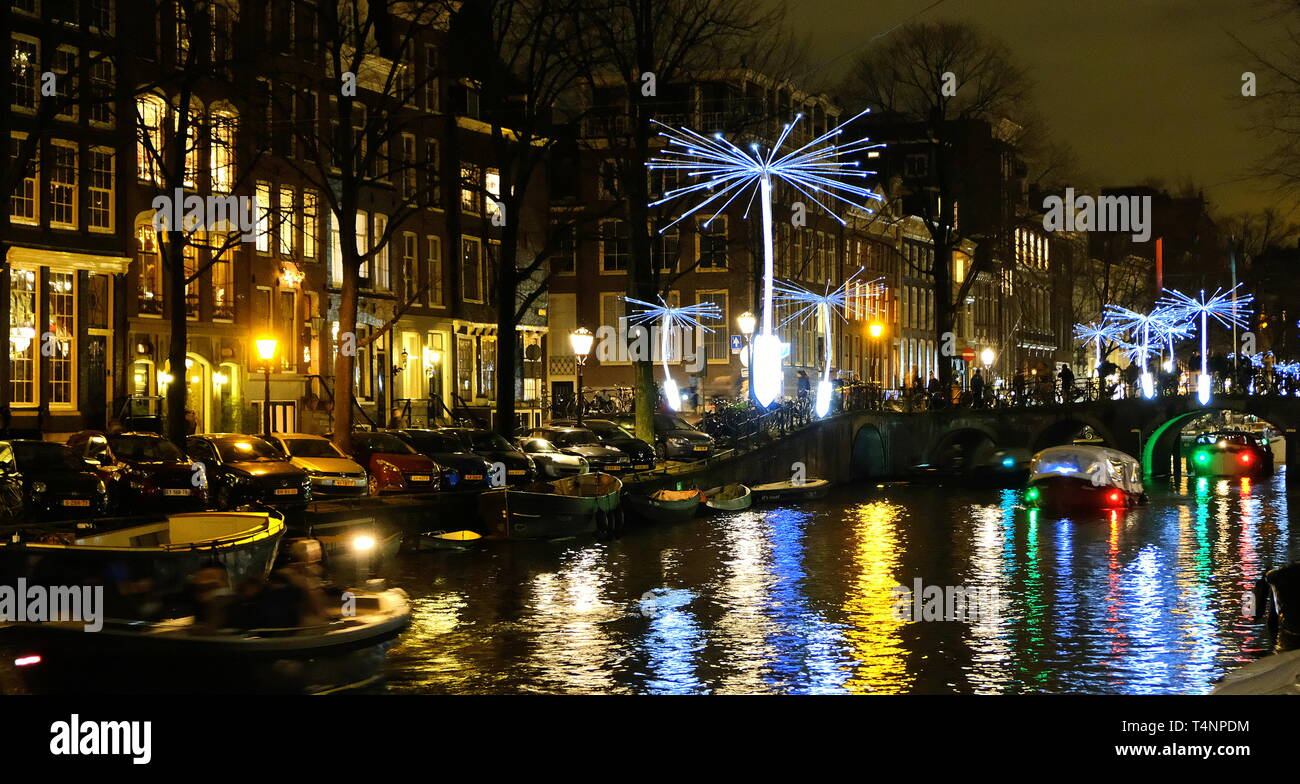 Licht Installation in Amsterdam Red Light District in Amsterdam licht Festival Stockfoto