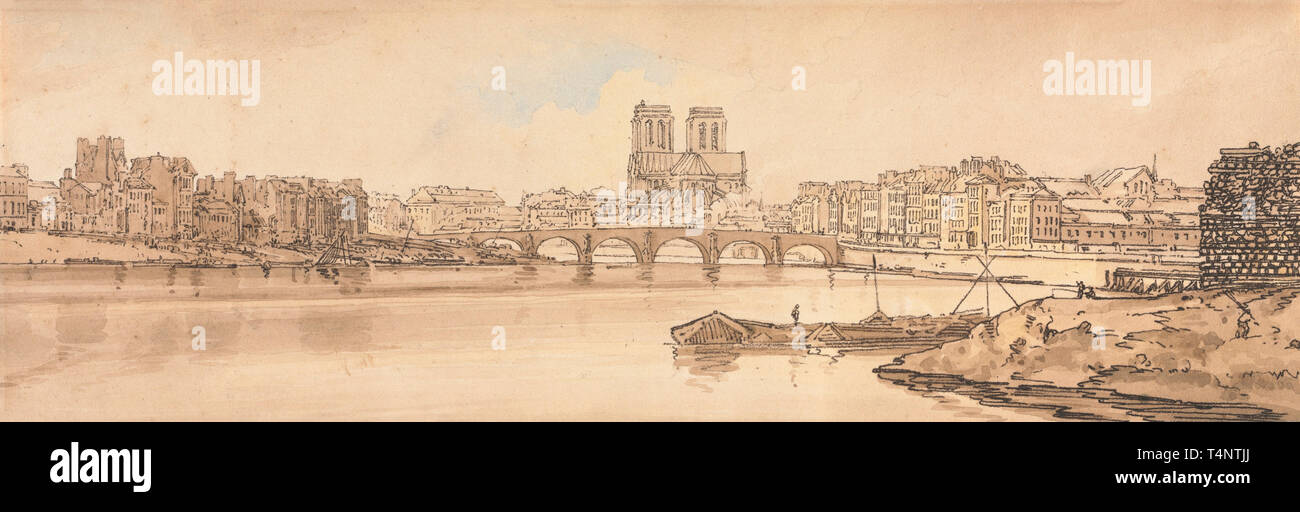 Anzeigen von Pont de la Tournelle und Notre Dame aus dem Arsenal - Thomas Girtin, circa 1802 getroffen Stockfoto