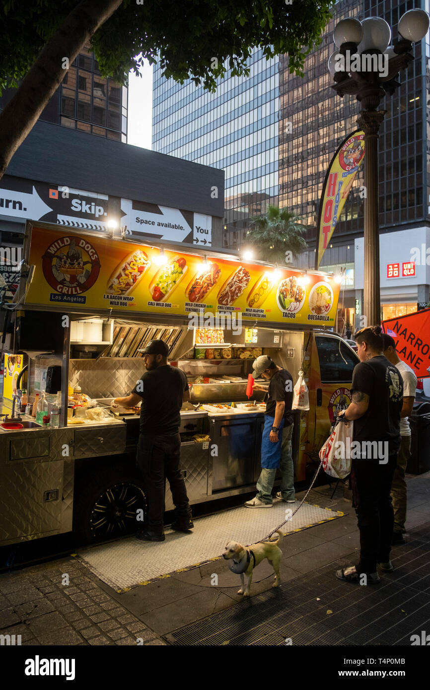 Hot Dog vendor, Downtown Los Angeles, Kalifornien, Vereinigte Staaten von Amerika Stockfoto