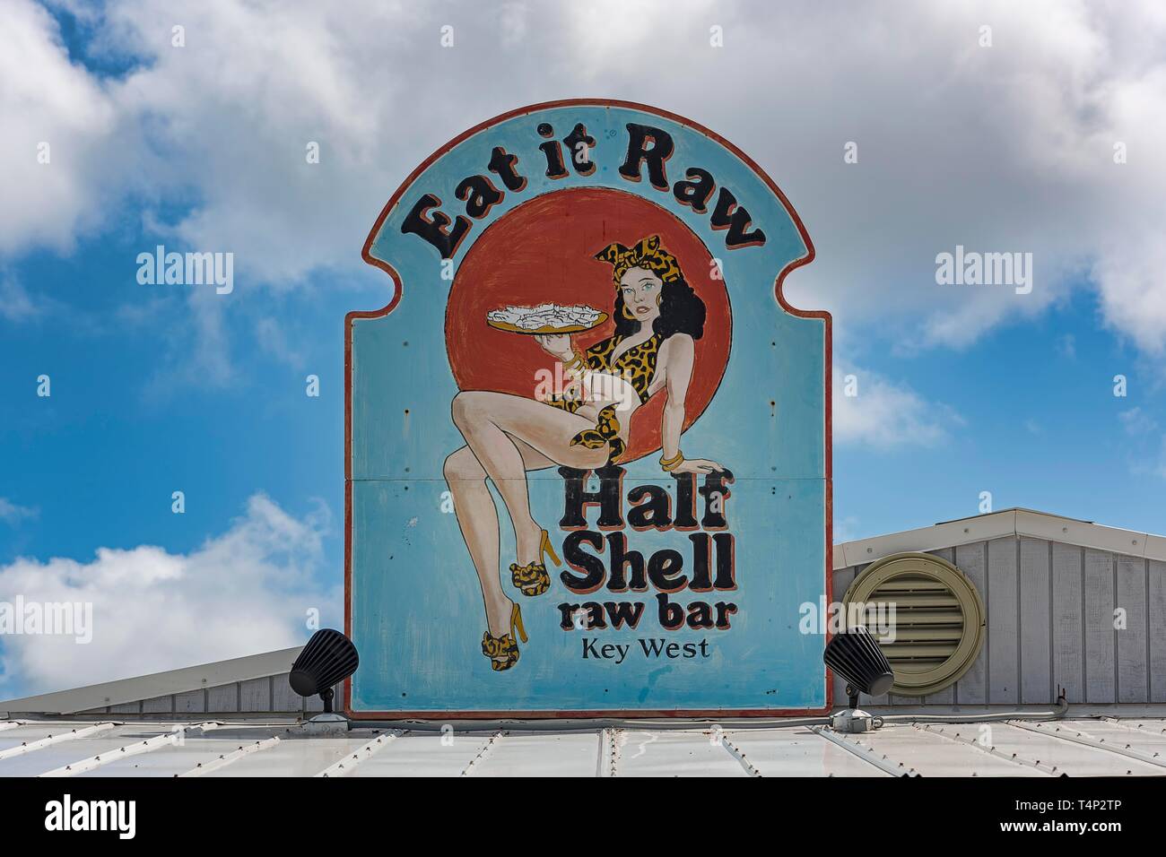 Halbschale Raw Bar, Sea Food Restaurant, Key West, Florida, USA Stockfoto