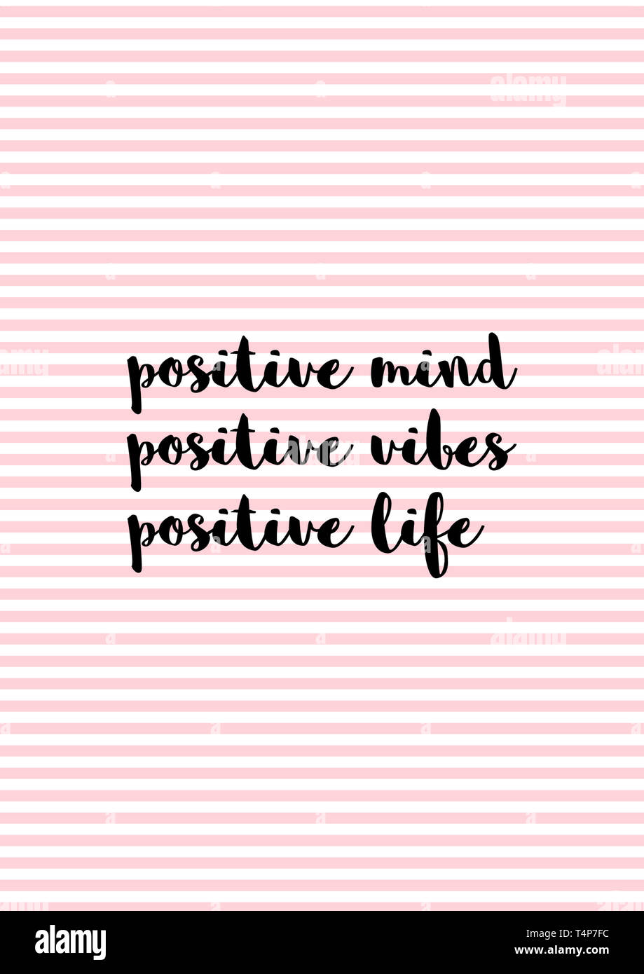 Positiver Geist, positive Vibes, positives Leben. Positive Zitat Schriftzug mit rosa Streifen Hintergrund, Stockfoto