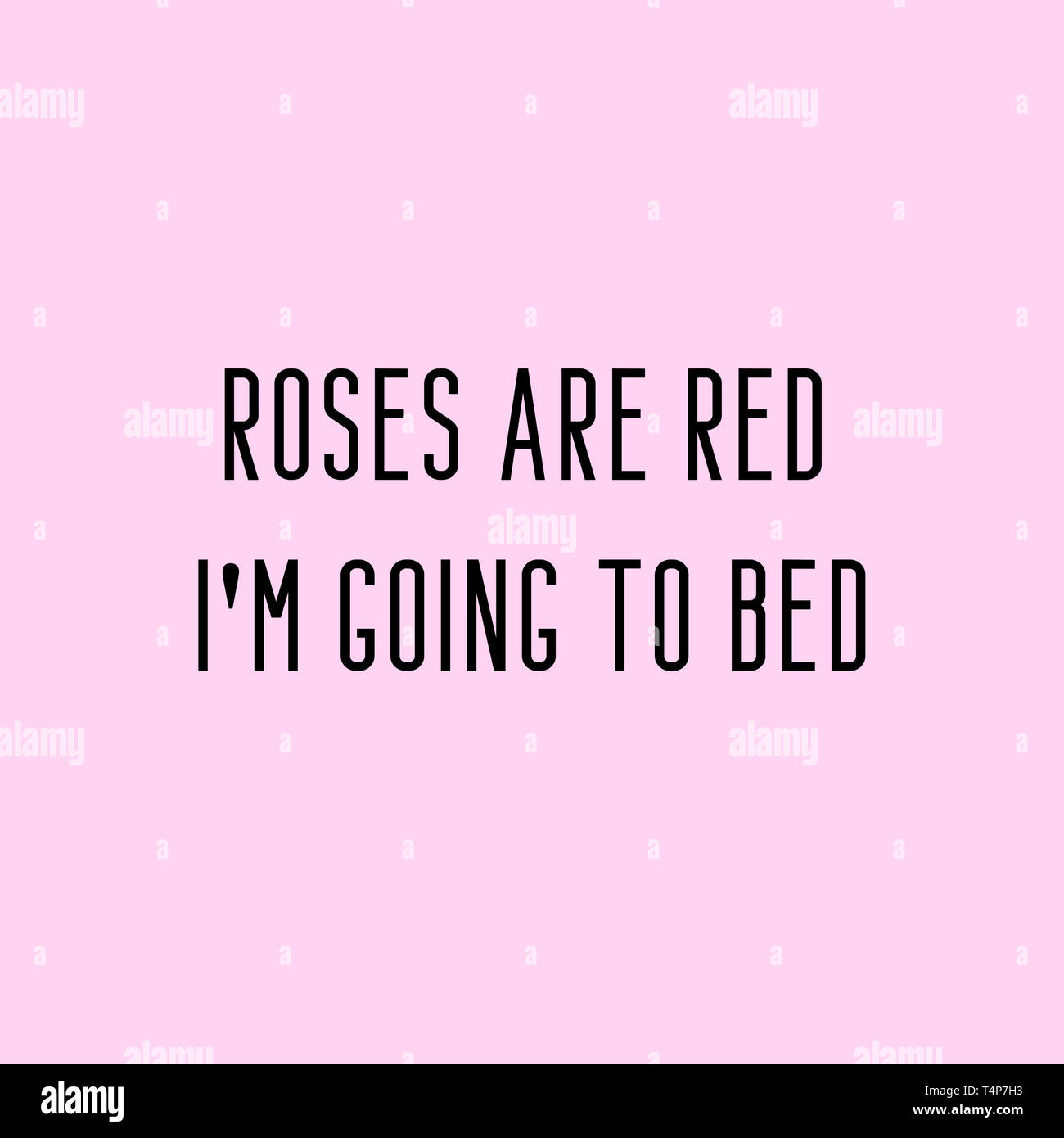 Rosen Sind Rot Ich Gehe Ins Bett Lustige Faule Zitat Mit Rosa Hintergrund Stockfotografie Alamy