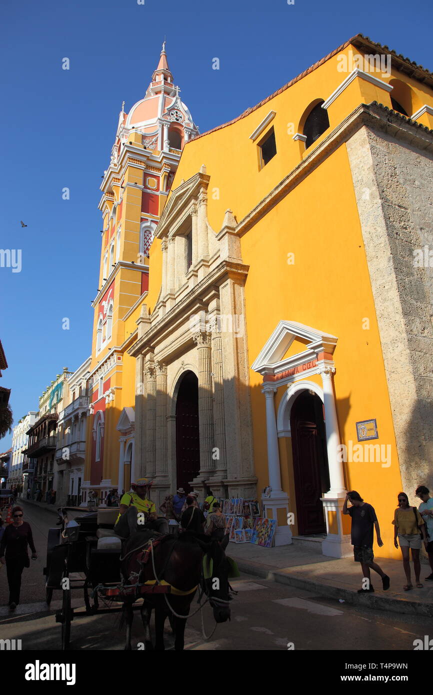 Kathedrale der Hl. Katharina von Alexandria, 1575 gebaut, in der Altstadt von Cartagena, Kolumbien Stockfoto