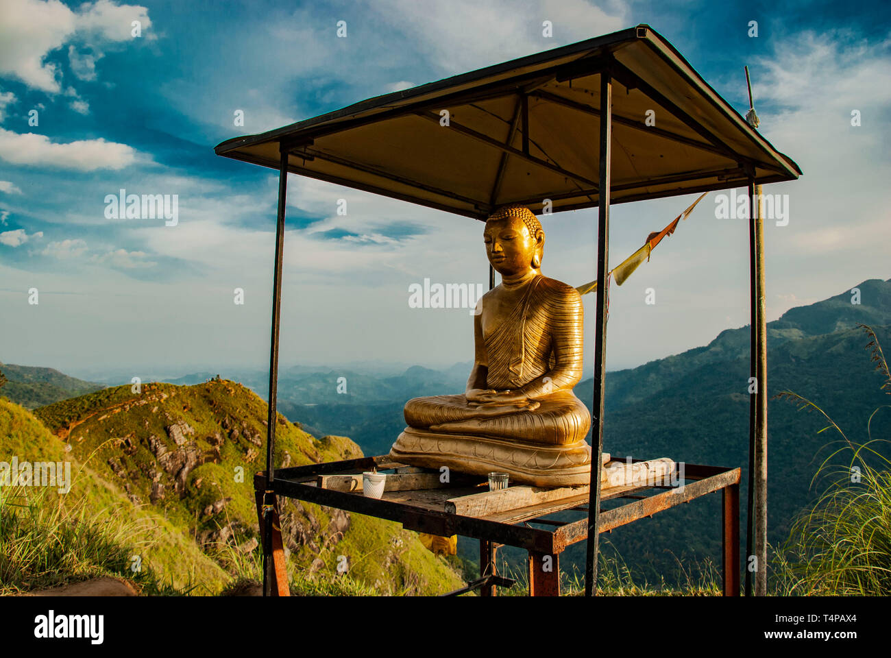 Buddha Statue auf Little Adam's Peak in Ella in Sri Lanka Stockfoto