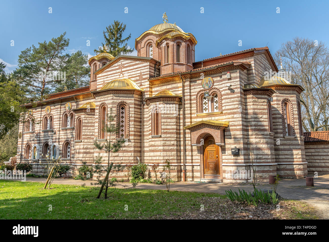 Blick auf Griechisch-orthodoxen Kirche in der Grueneburgpark, Frankfurt Stockfoto