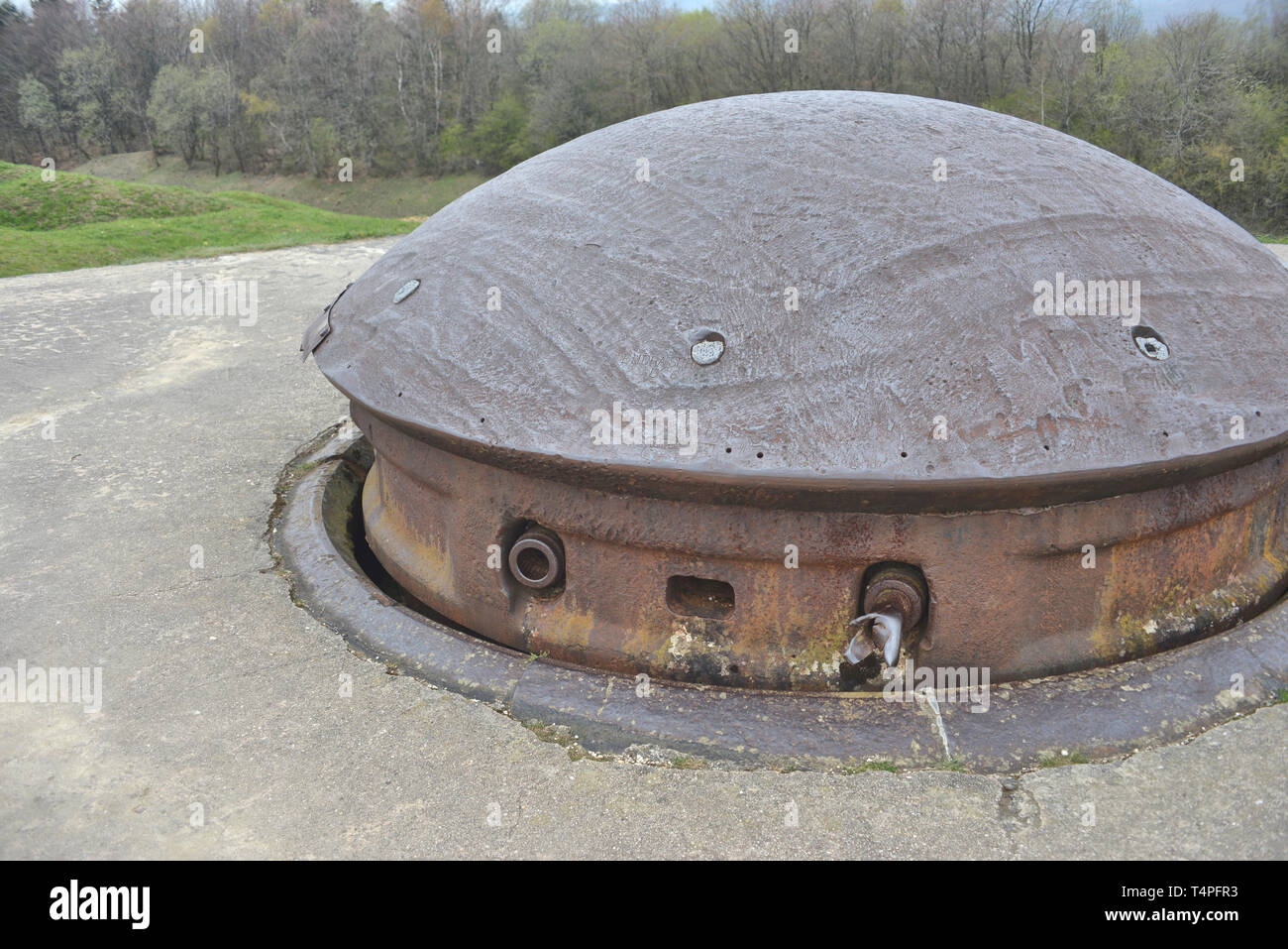 Gepanzerte Artillerie Revolver, Fort de Douaumont, Verdun, Frankreich. Stockfoto