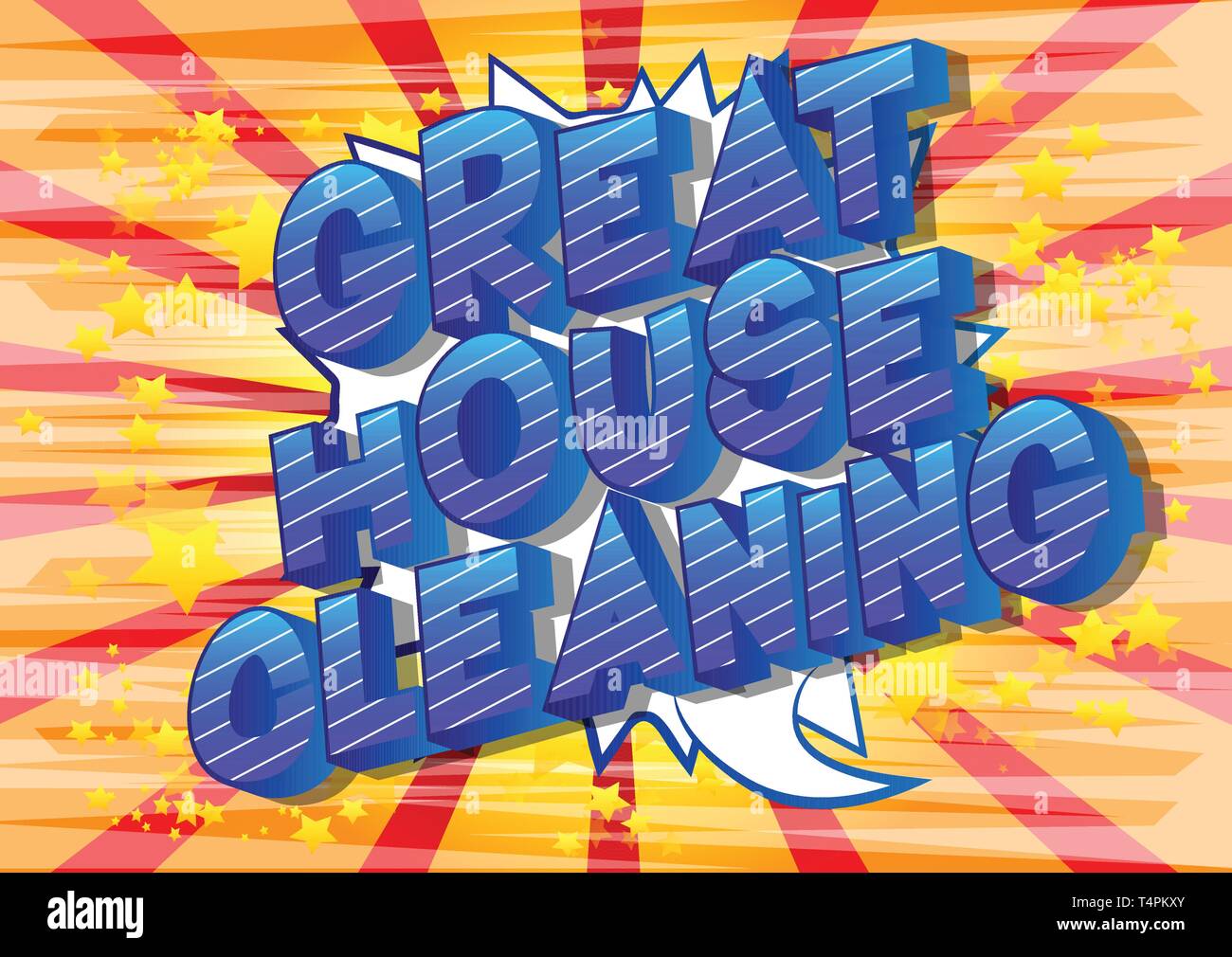 Großes Haus Reinigung - Vektor illustrierte Comic Stil Phrase auf abstrakten Hintergrund. Stock Vektor