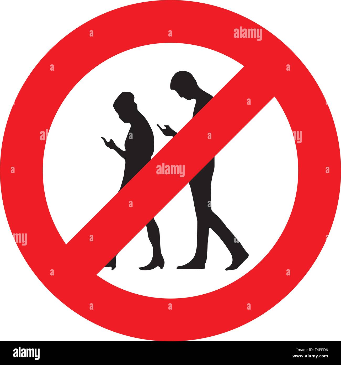 Menschen mit Mobiltelefon sind nicht erlaubt Zeichen Stock Vektor