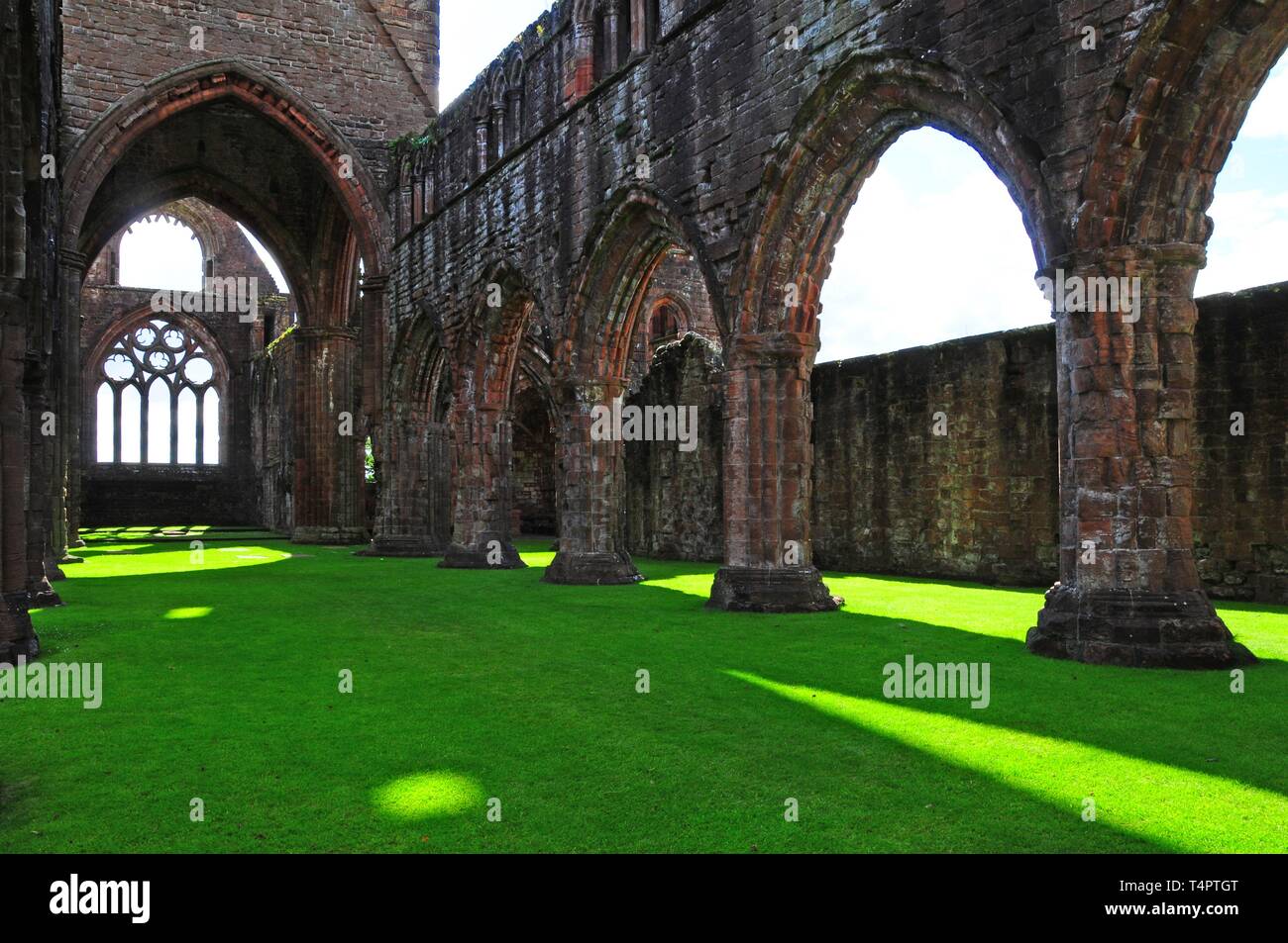 Sweetheart Abbey, Dumfries und Galloway, Schottland, Vereinigtes Königreich, Großbritannien, Europa Stockfoto