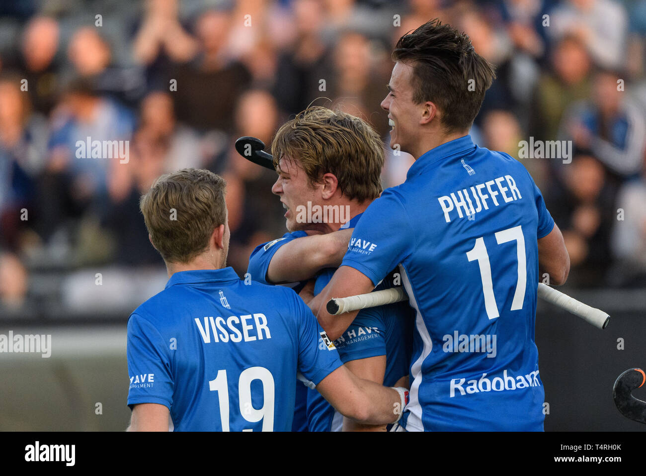 EINDHOVEN, 18-04-2019, Euro Hockey League 2019. Veranstaltungsort: HC Oranje-Rood. Während des Spiels SV Kampong vs Rot-Weiss Köln. Stockfoto