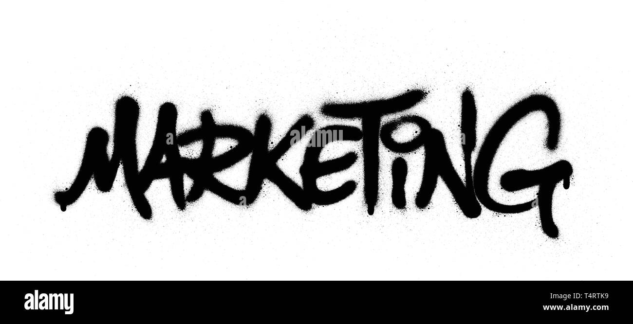 Graffiti marketing Wort gesprüht in Schwarz auf Weiß Stock Vektor
