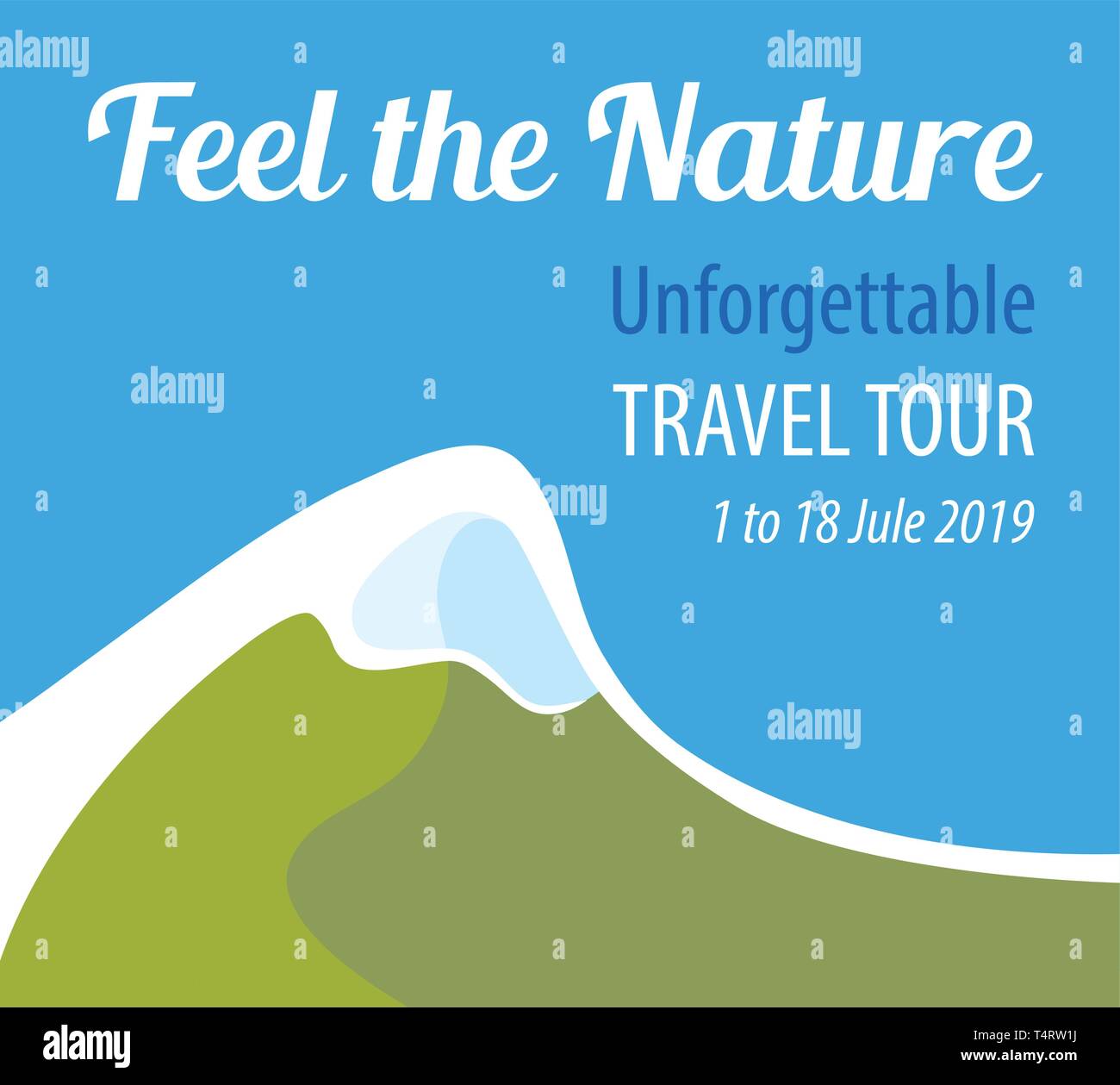 Spüren Sie die Natur, unvergessliche Reise in die Berge. Stock Vektor