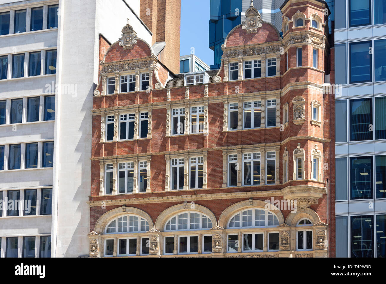 Die alten und neuen Bürogebäuden, Farringdon, London, Greater London, England, Vereinigtes Königreich Stockfoto