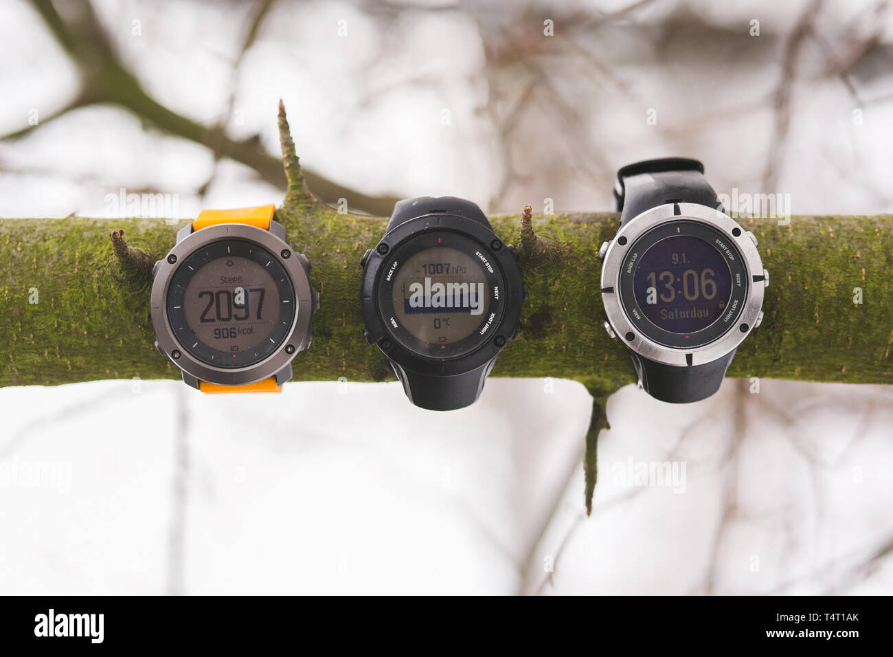 Nahaufnahme von Fitness tracker Läufer tragen Sport smart Watch Stockfoto