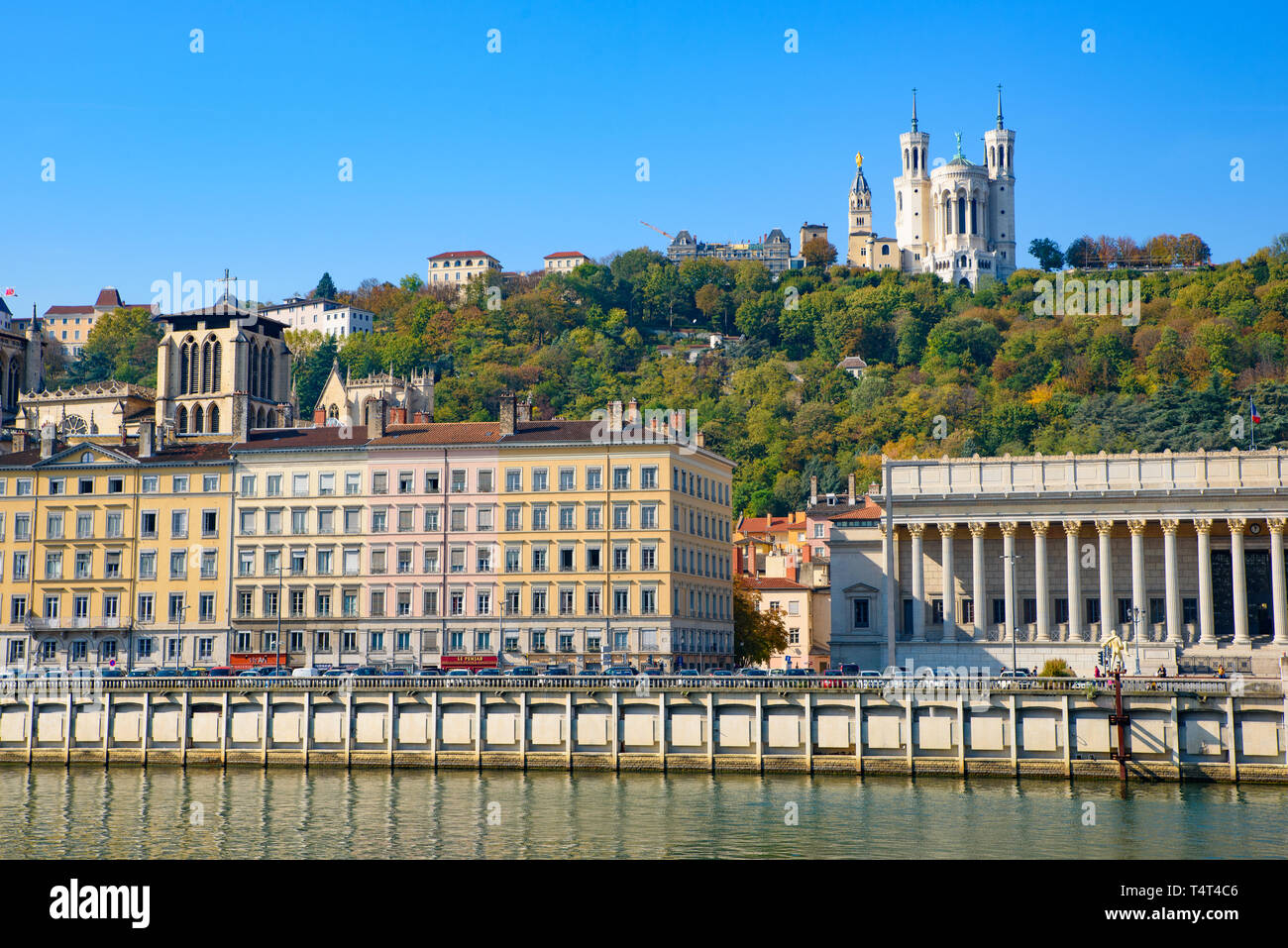 Der Blick auf den Fluss von Lyon, Frankreich Stockfoto