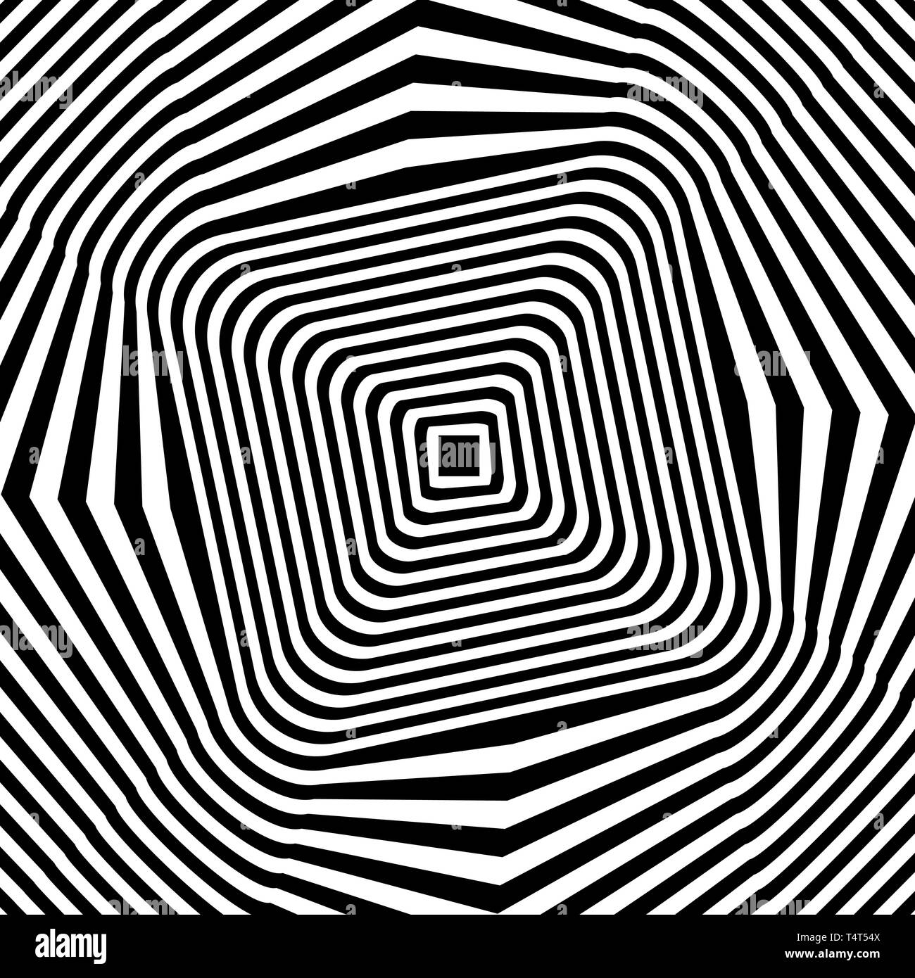 Schwarze und weiße Linien optische Täuschung. Vector Illustration Stock Vektor