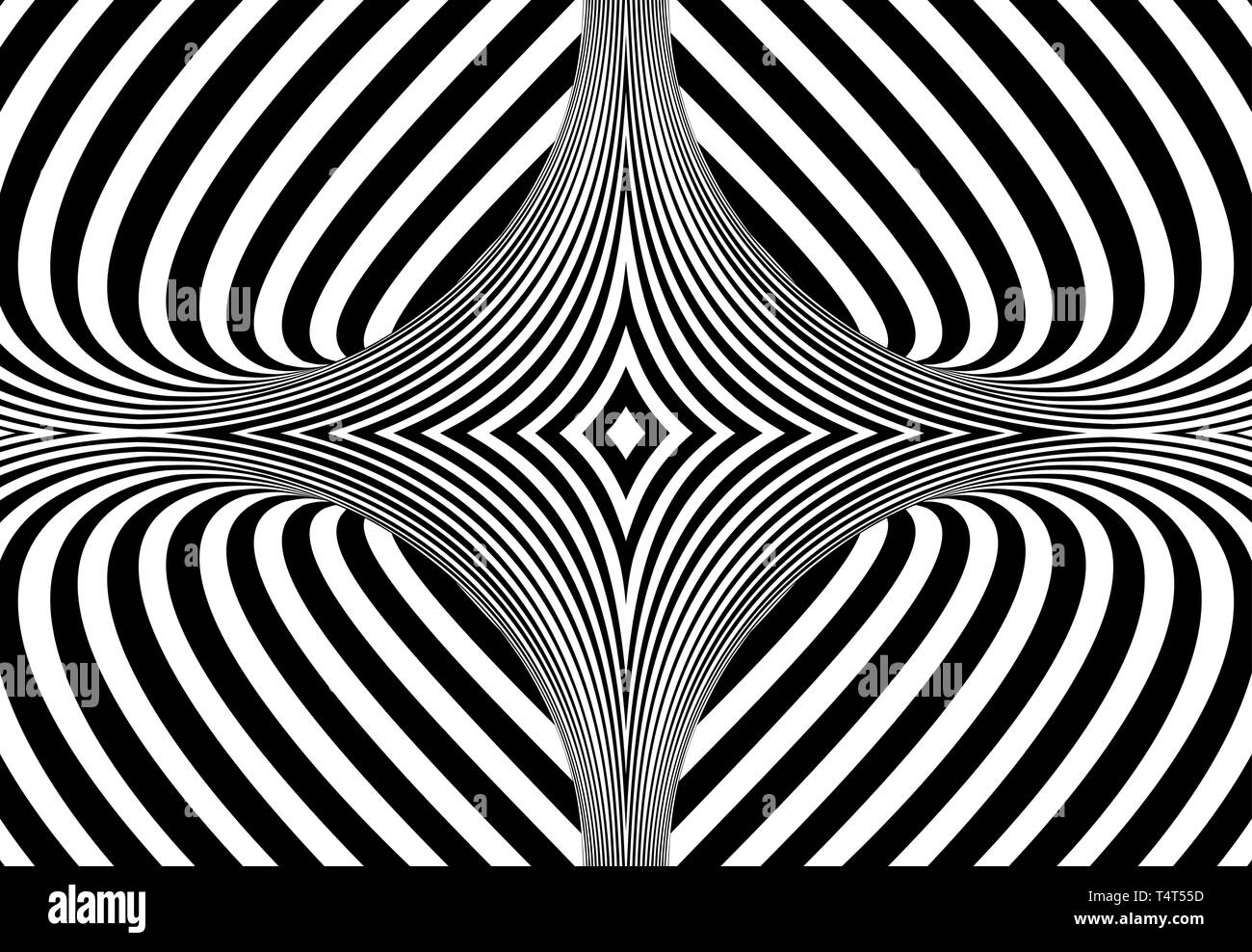 Schwarze und weiße Linien optische Täuschung. Vector Illustration Stock Vektor