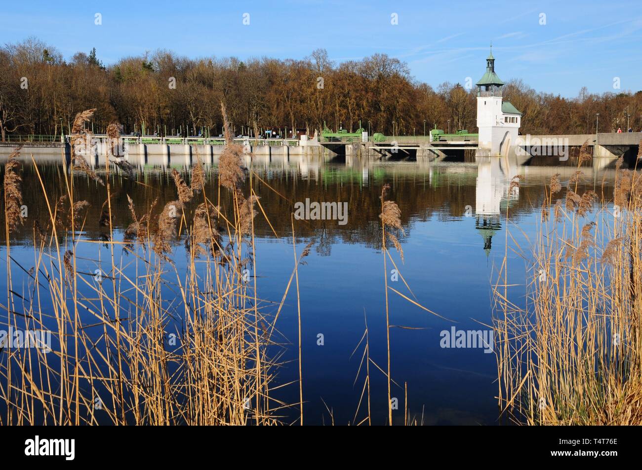 High drain Wehr am Lech, Augsburg, Schwaben, Bayern, Deutschland, Europa Stockfoto