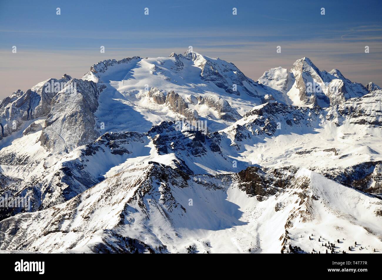Blick auf die Marmolada Lagazuoi (3343 m), Trentino, Venetien, Italien, Europa Stockfoto
