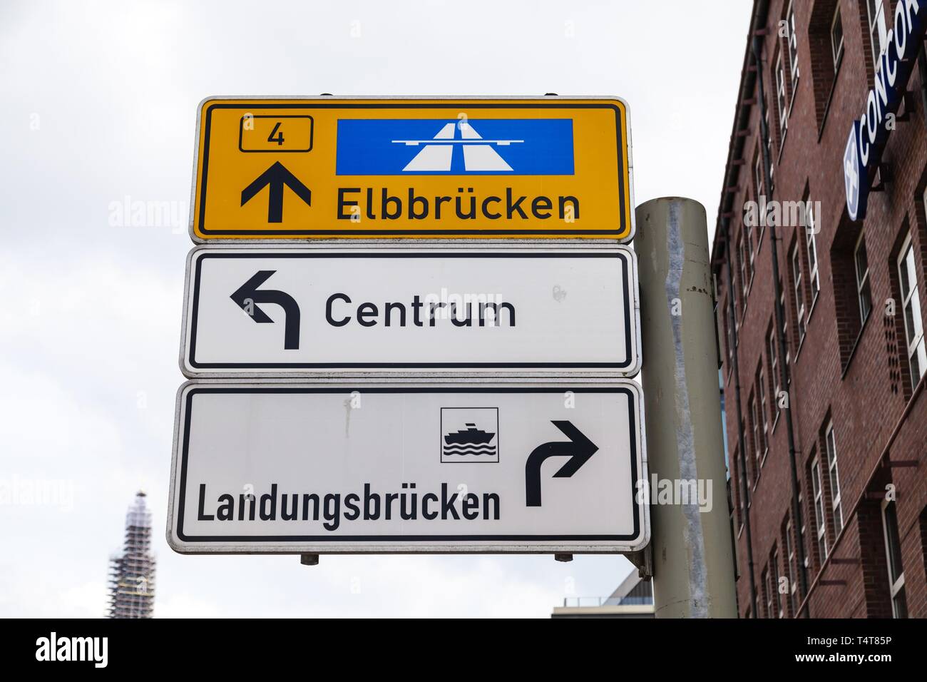 Straßenschilder in Hamburg, Deutschland, Europa Stockfoto