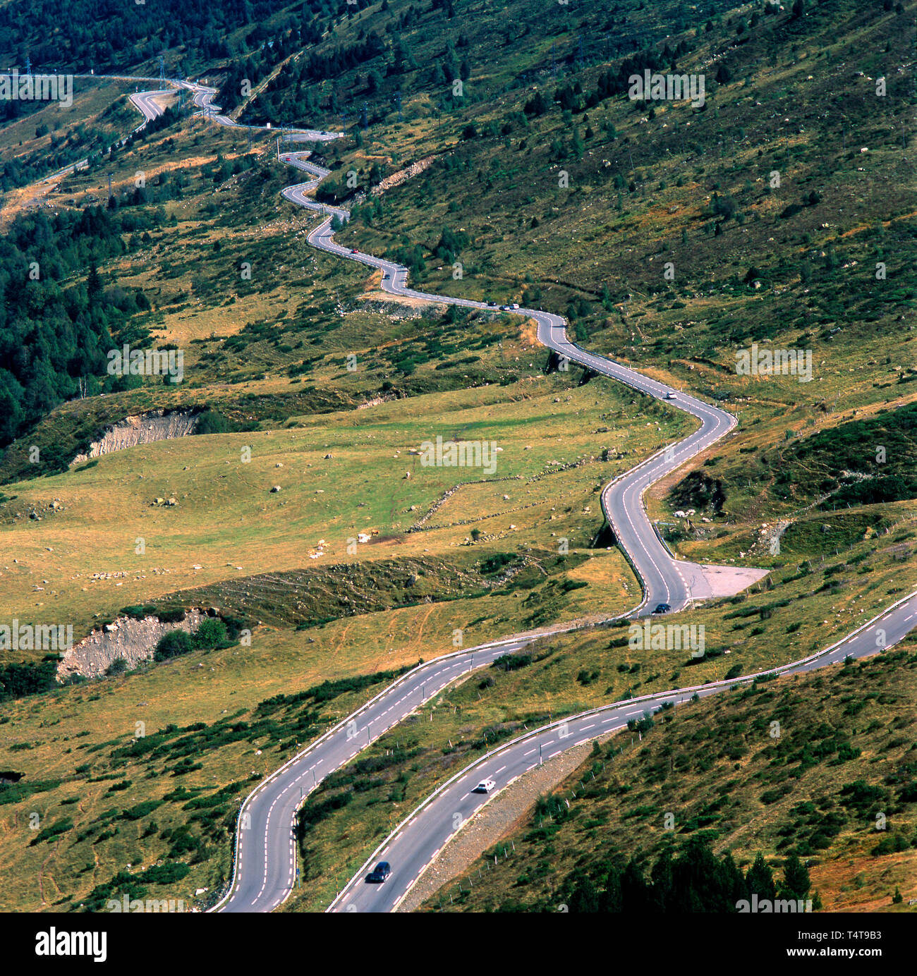Kurvenreiche Straße in den Pyrenäen. Frankreich. Europa. Stockfoto