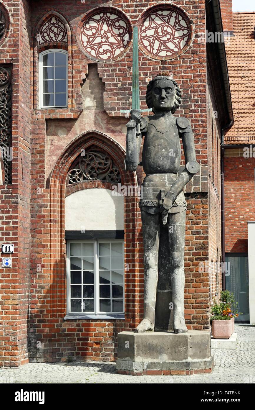 Rathaus mit Roland, Brandenburg an der Havel, Deutschland, Europa Stockfoto