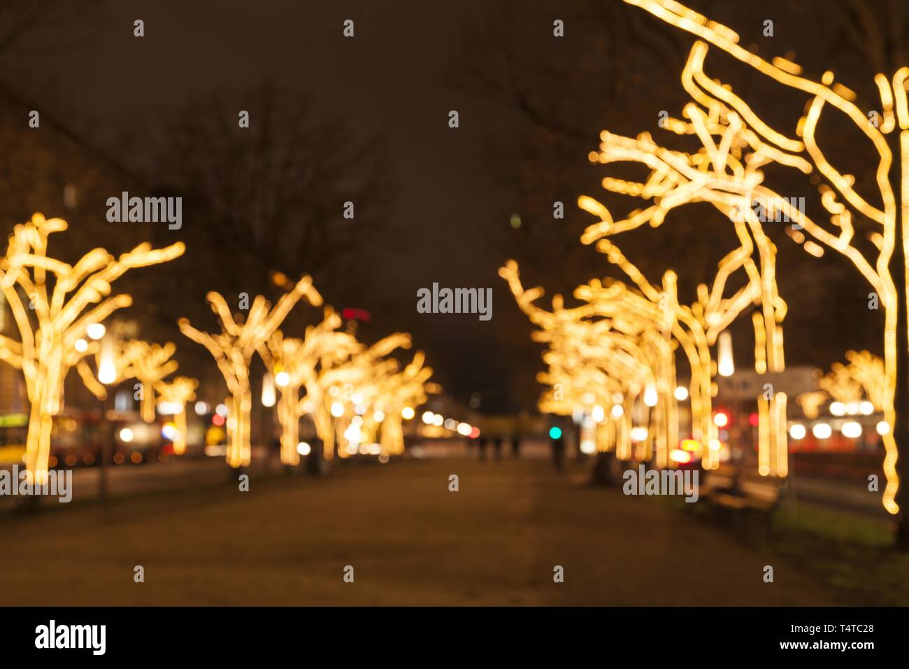 Lichterketten auf Bäume, Berlin, Deutschland, Europa Stockfoto