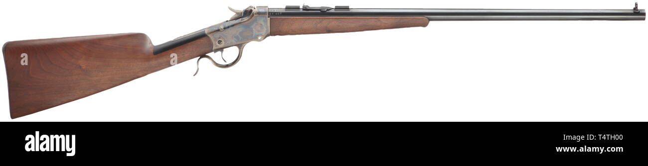 Die langen Arme, moderne Systeme, Winchester Single Shot Modell 1885, Kaliber 22 WRF-Nummer 75143, hergestellt 186 Additional-Rights - Clearance-Info - Not-Available Stockfoto