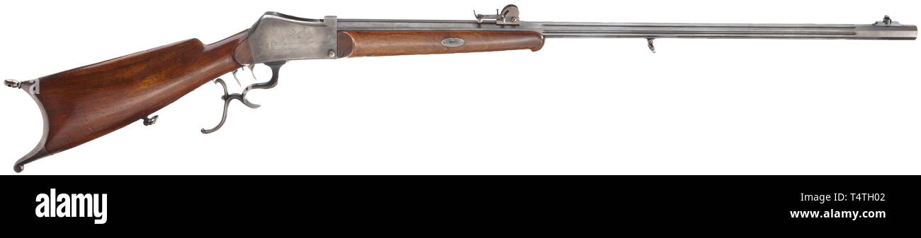 Die langen Arme, moderne Systeme, schwere Sport Gewehr System Martini, Weigel in Basel ca. 1900, Kaliber 7,5 x 55 GP 90, Nummer 66, Additional-Rights - Clearance-Info - Not-Available Stockfoto