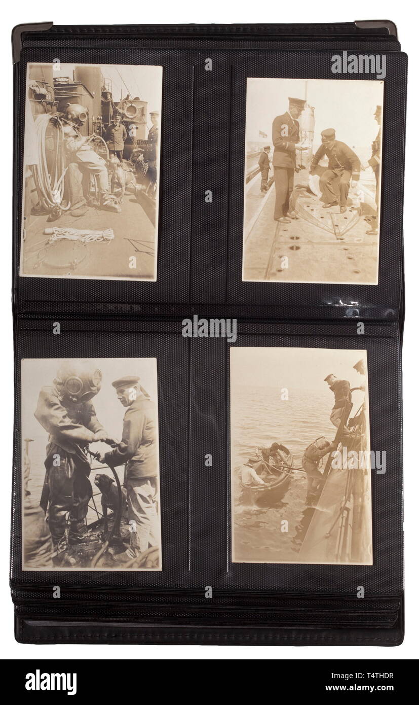 Hans Adam (1883 - 1948) - Bilder der Pour le Mérite Sieger. 200 hervorragende Bilder auf die Geschichte der deutschen U-Boot Kommandant Hans Adam und andere U-Boot Skipper. Sehr gute technische und Naval Bilder in verschiedenen Größen, einschließlich Portraits, versenken, U-Boote und Taucher in einem neuen Slip-in Album, einige Fotos mit Beschreibungen. historischen, geschichtlichen, Marine, Marine, Militär, Militaria, Zweig, Zweige, Streitkräften und bewaffneten Service, Objekt, Objekte, Stills, Clipping, Clippings, Ausschneiden, Ausschnitten, 20 th, Additional-Rights - Clearance-Info - Not-Available Stockfoto
