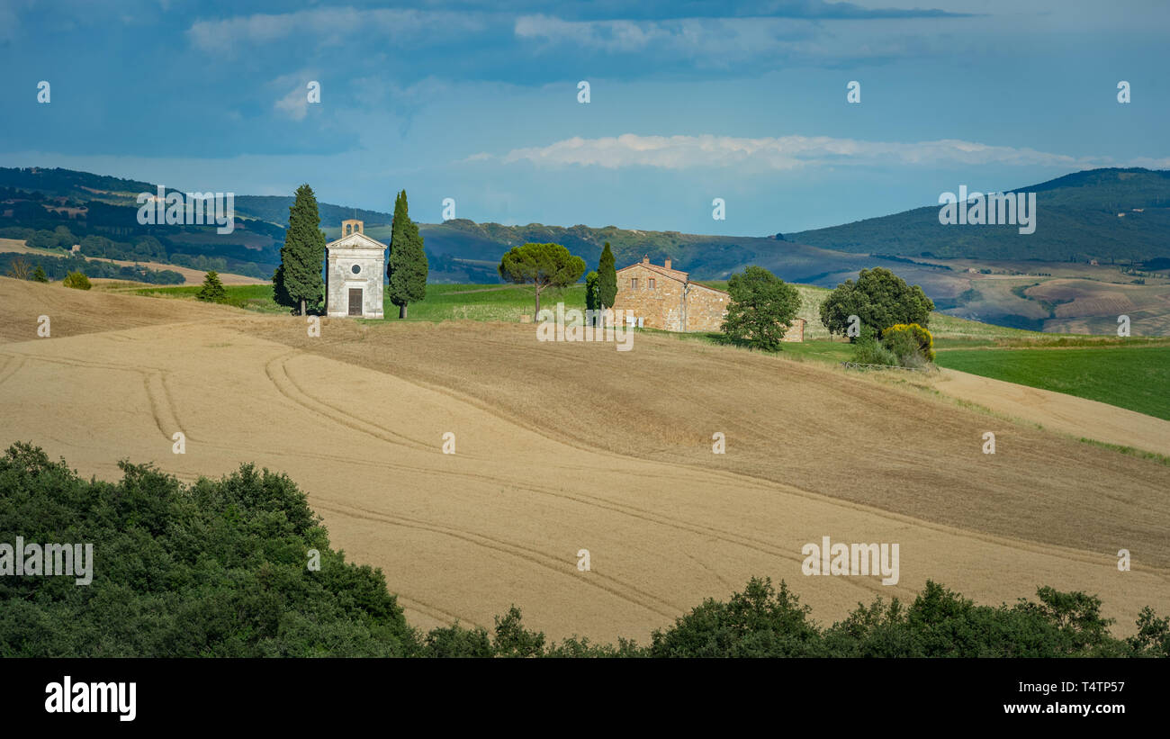 Cappella di Vitaleta Kapelle in der Toskana, Italien Stockfoto