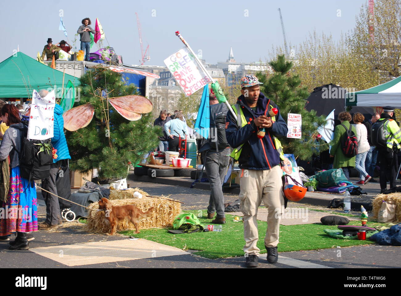 Die demonstranten Waterloo Bridge Stockfoto
