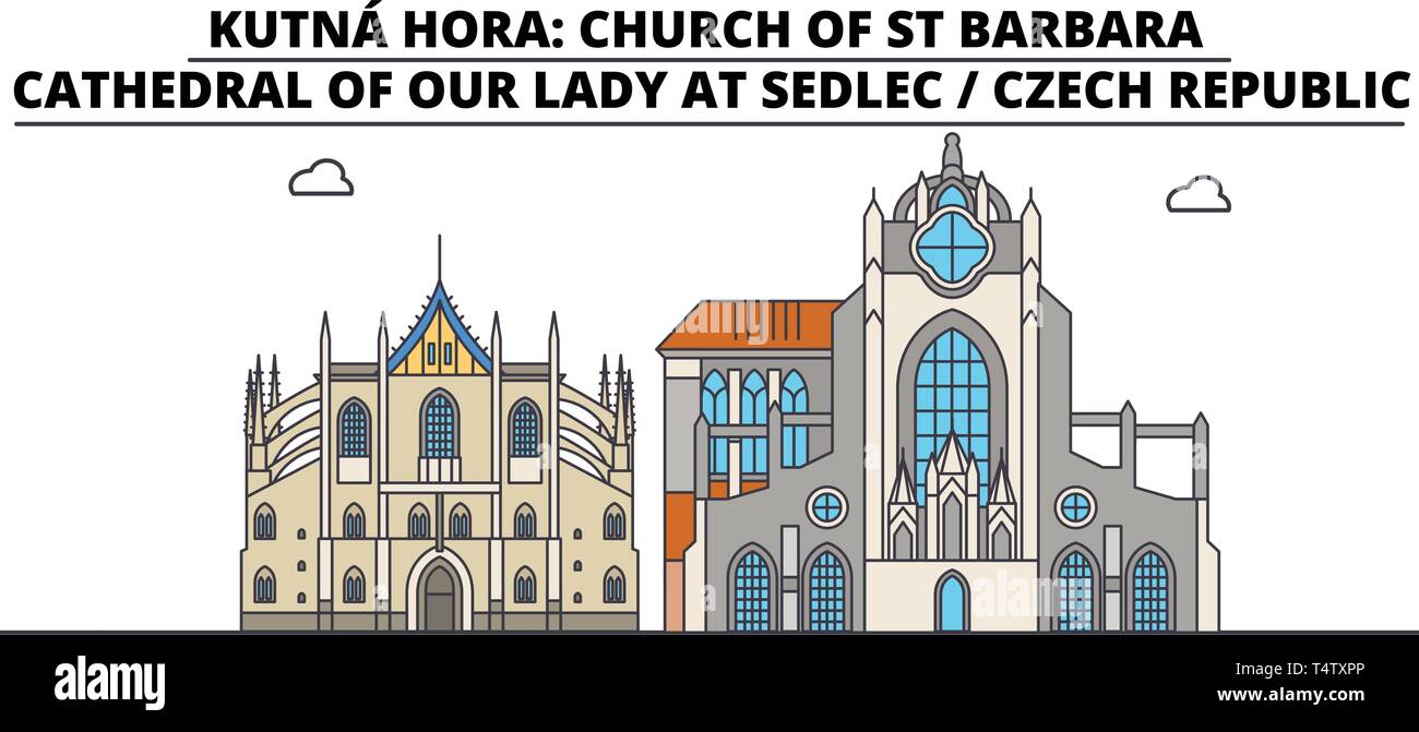 Tschechische Republ, Kutna Hora, Reisen skyline Vector Illustration. Stock Vektor