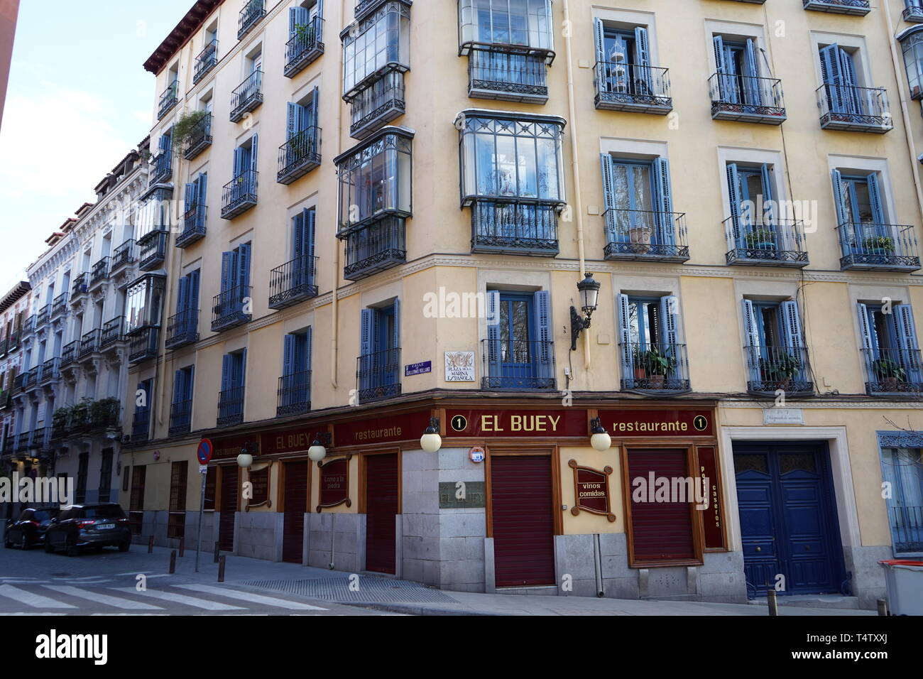 El Buey Restaurant, in der Nähe des Senats, Madrid, Spanien Stockfoto