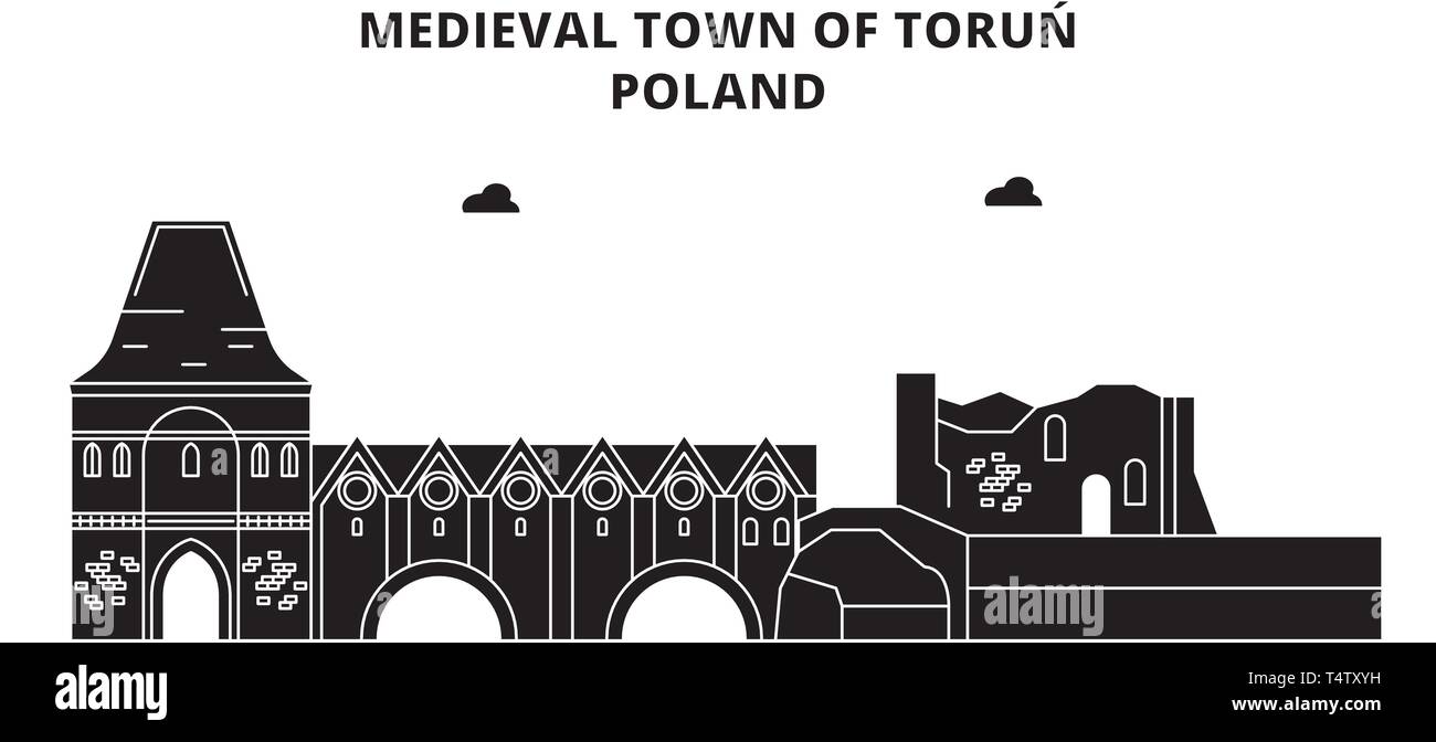 Polen, Torun, Reisen skyline Vector Illustration. Stock Vektor