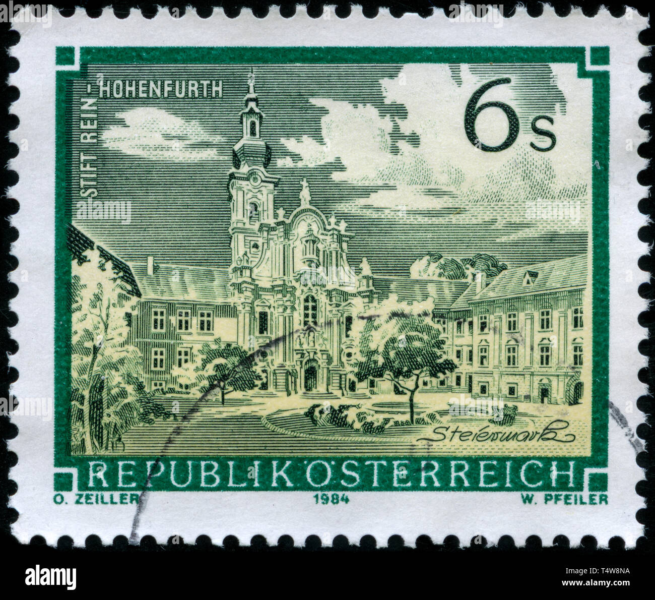 Briefmarke aus Österreich in die Klöster und Abteien Serie 1984 ausgestellt Stockfoto