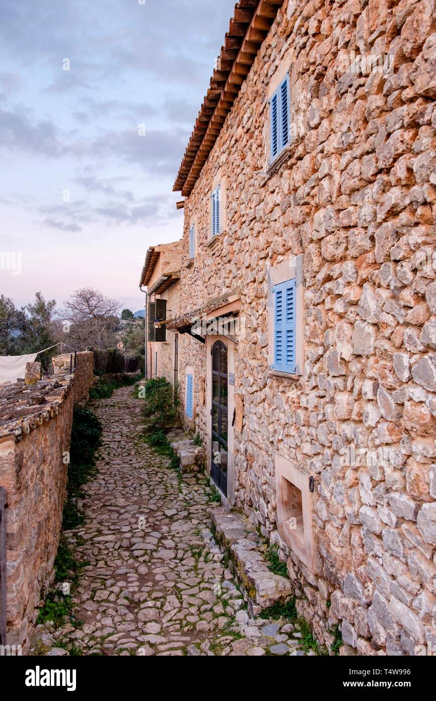 Alqueria de Son Coll, Camino de Son Castelló, Deià, Comarca de la Sierra de Tramontana, Mallorca, Balearen, Spanien. Stockfoto
