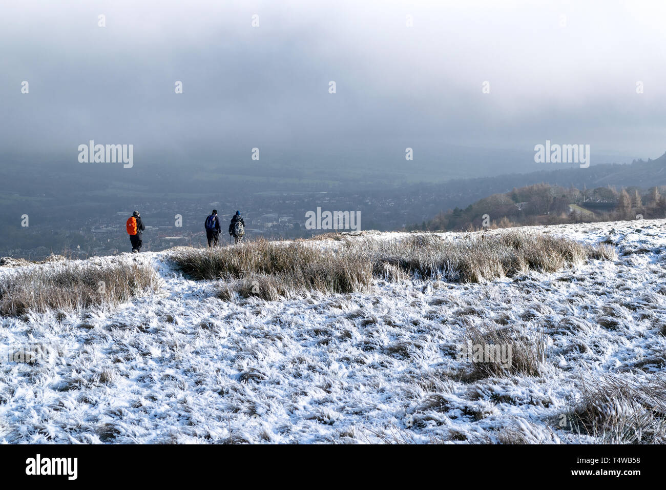 Winter Wandern auf den Yorkshire Moors Stockfoto