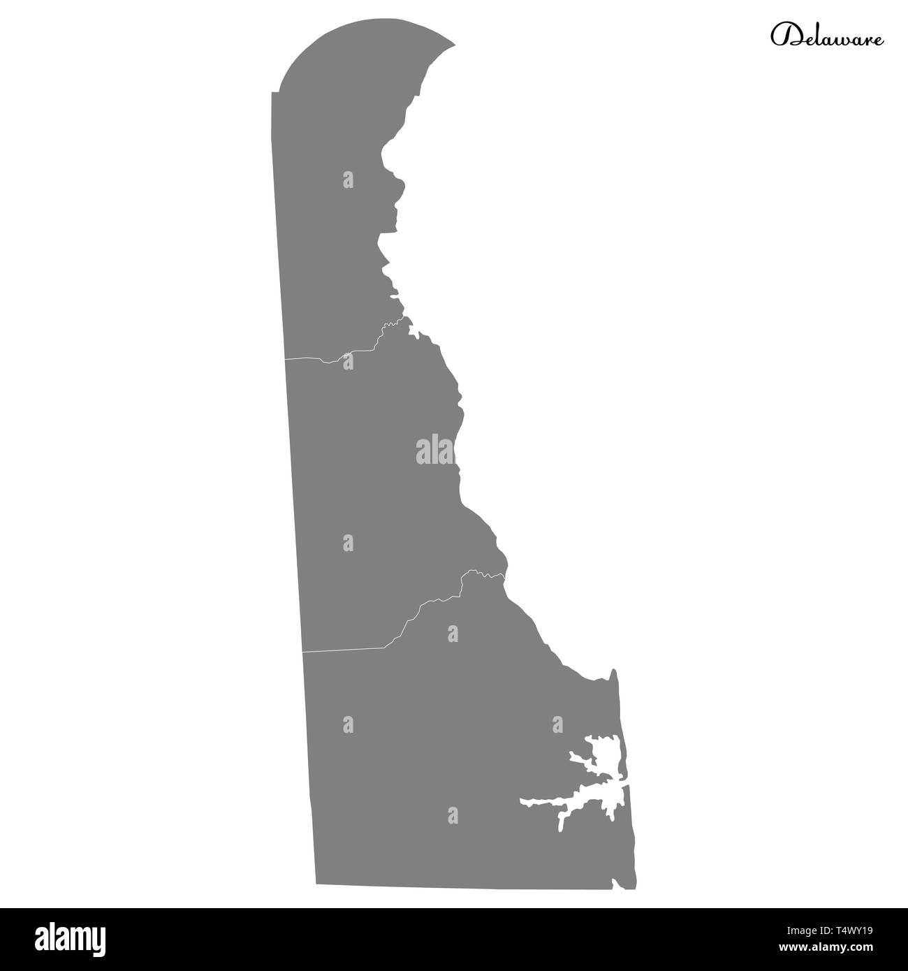 Hohe Qualität Karte von Delaware ist ein Bundesstaat der Vereinigten Staaten mit Grenzen der Grafschaften Stock Vektor