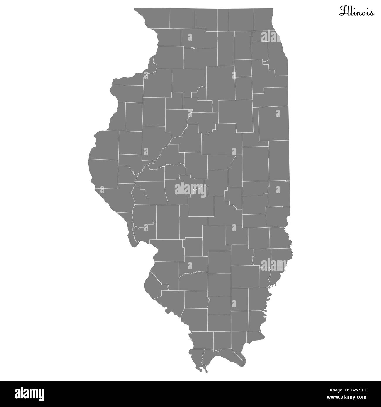 Hohe Qualität Karte von Illinois ist ein Staat der Vereinigten Staaten mit Grenzen der Grafschaften Stock Vektor