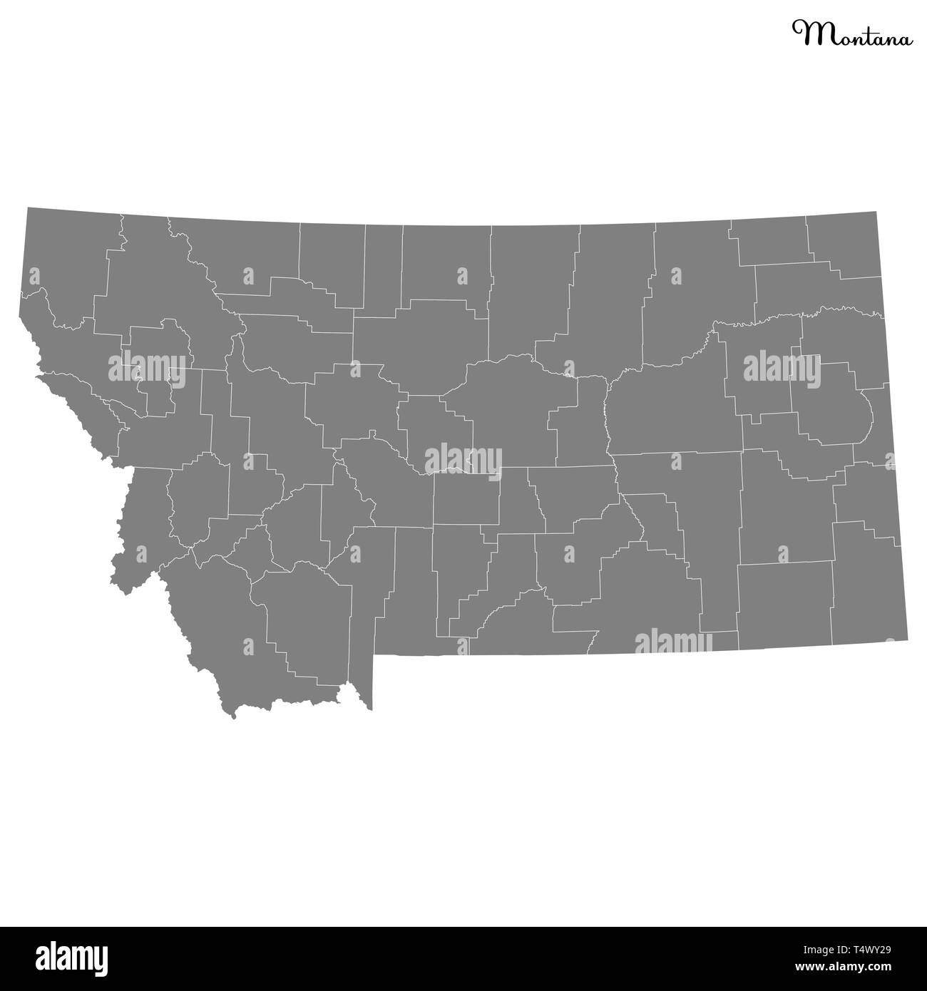 Hohe Qualität Karte von Montana ist ein Bundesstaat der Vereinigten Staaten mit Grenzen der Grafschaften Stock Vektor