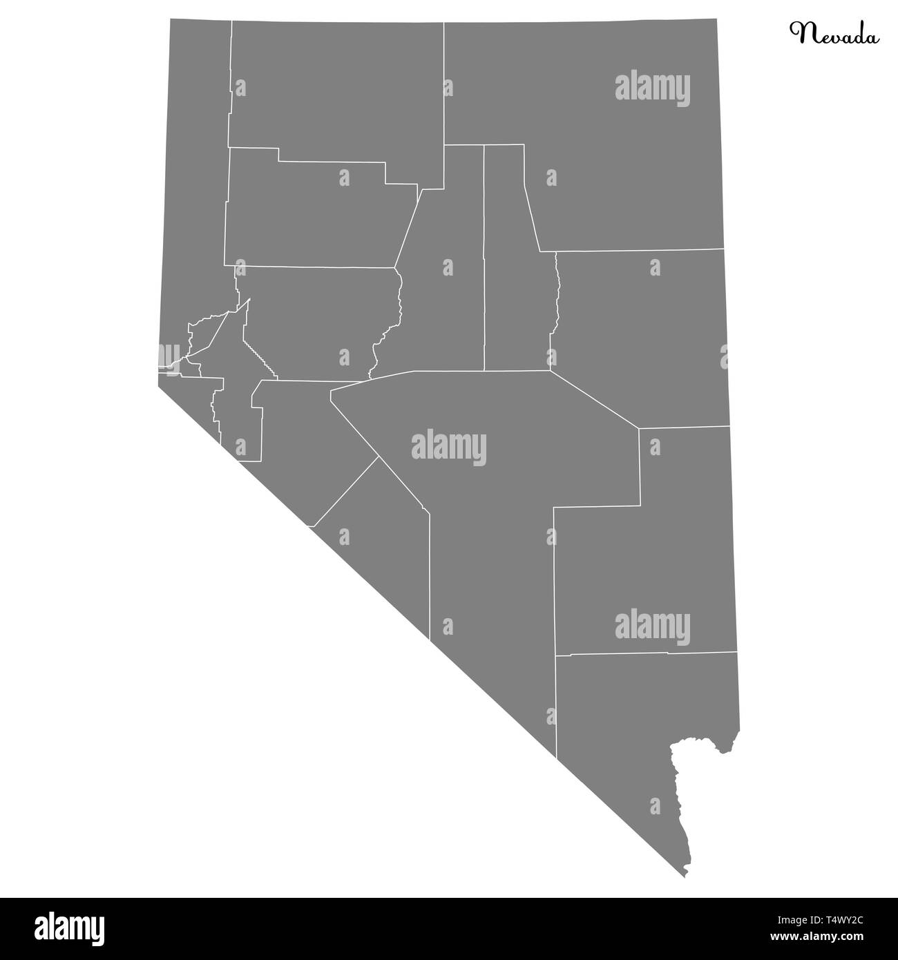 Hohe Qualität Karte von Nevada ist ein Bundesstaat der Vereinigten Staaten mit Grenzen der Grafschaften Stock Vektor