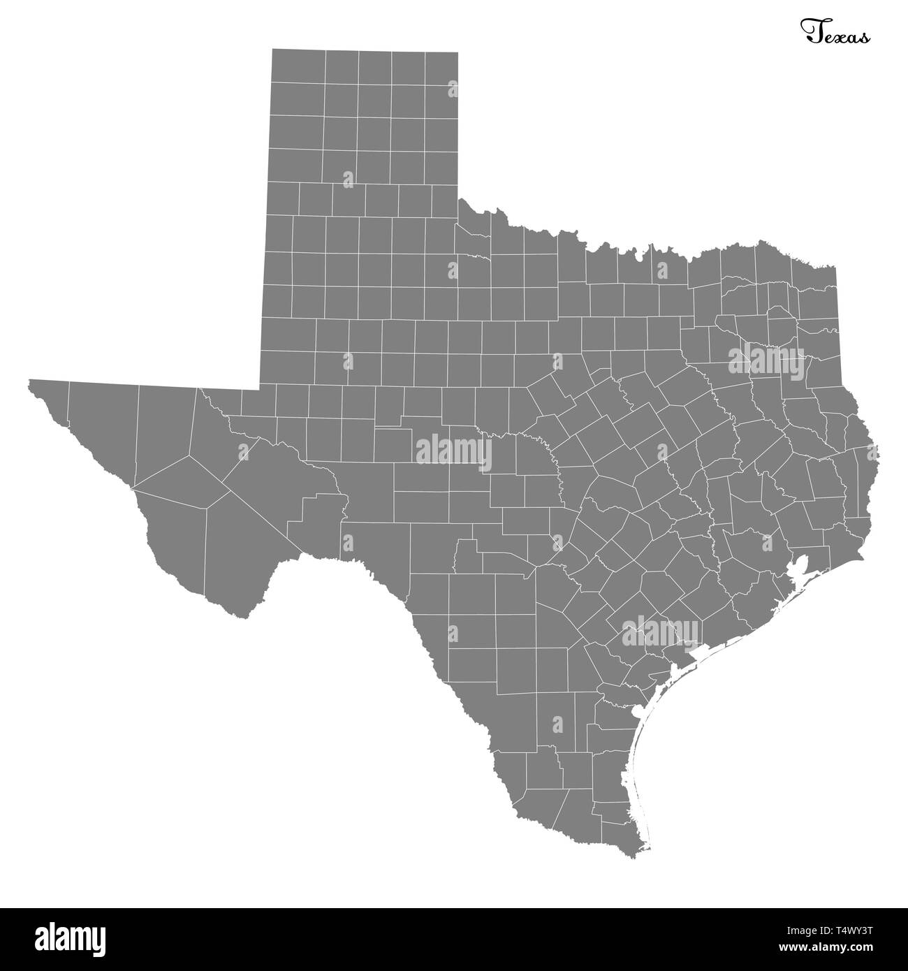 Hohe Qualität Karte von Texas ist ein Staat der Vereinigten Staaten mit Grenzen der Grafschaften Stock Vektor