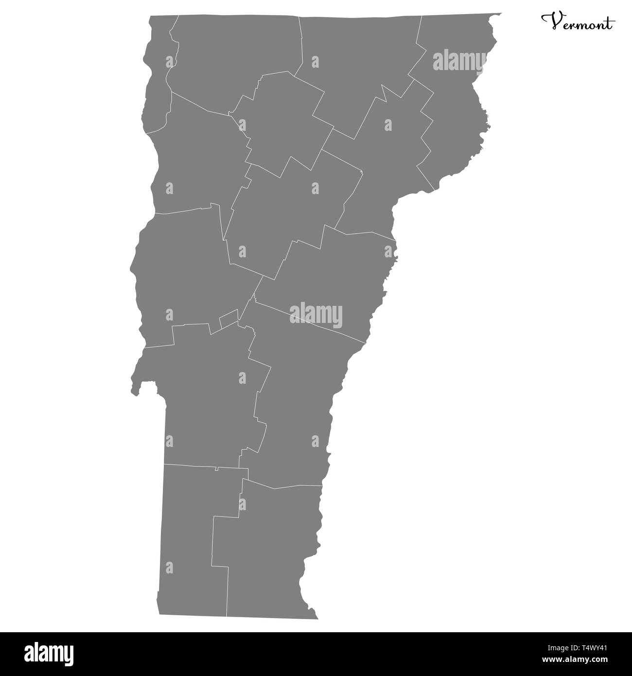 Hohe Qualität Karte von Vermont ist ein Bundesstaat der Vereinigten Staaten mit Grenzen der Grafschaften Stock Vektor