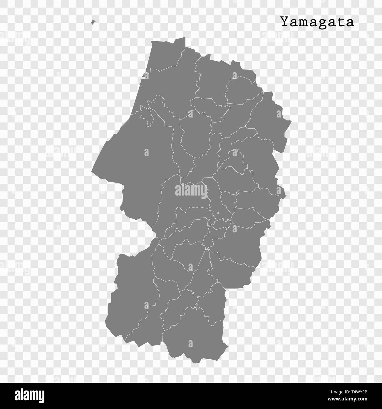 Hohe Qualität Karte von Yamagata ist eine Präfektur in Japan mit den Grenzen der Kreise Stock Vektor