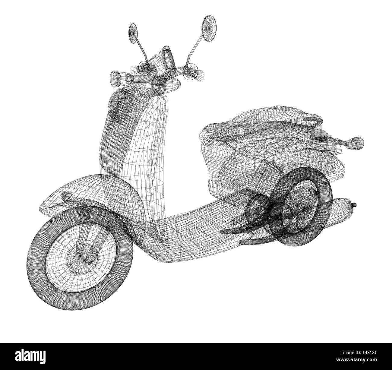 Vintage Retro Moped. 3d-modell Stockfoto