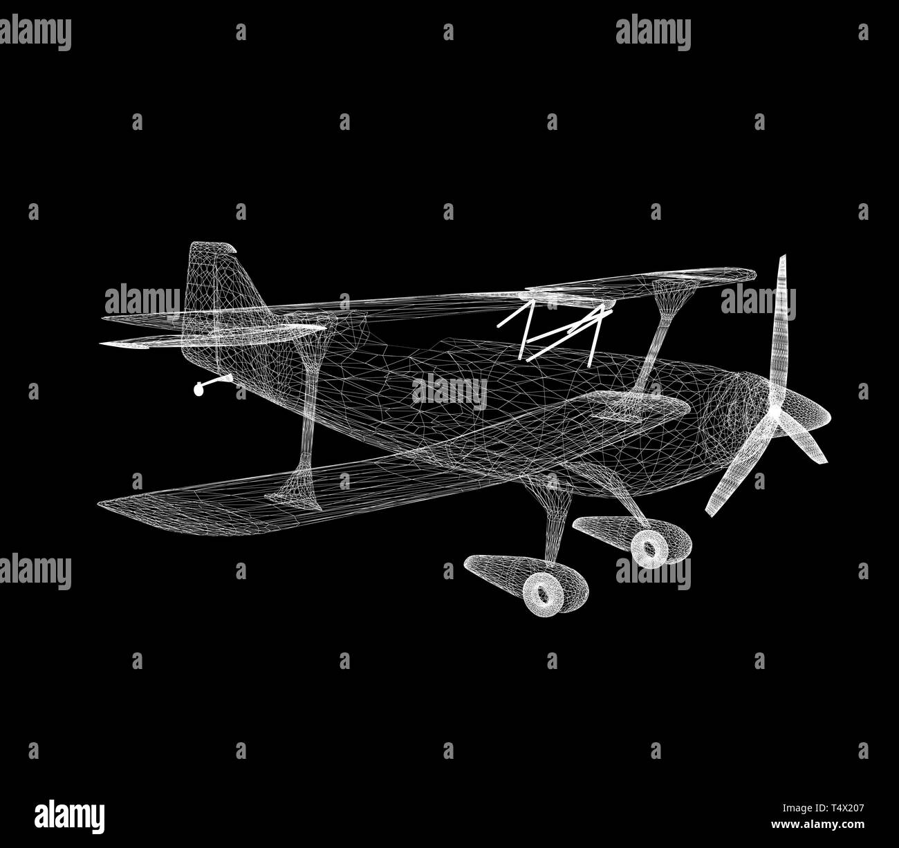 Retro Flugzeug auf schwarzem Hintergrund Stockfoto