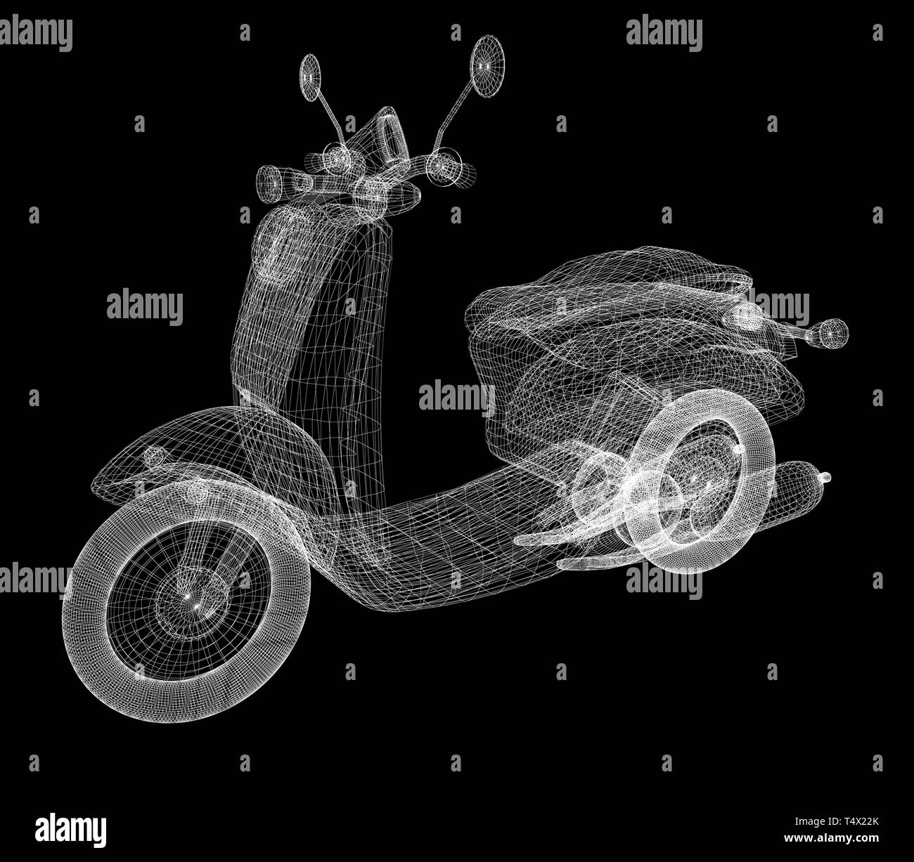 Vintage Retro Moped. 3d-modell Stockfoto